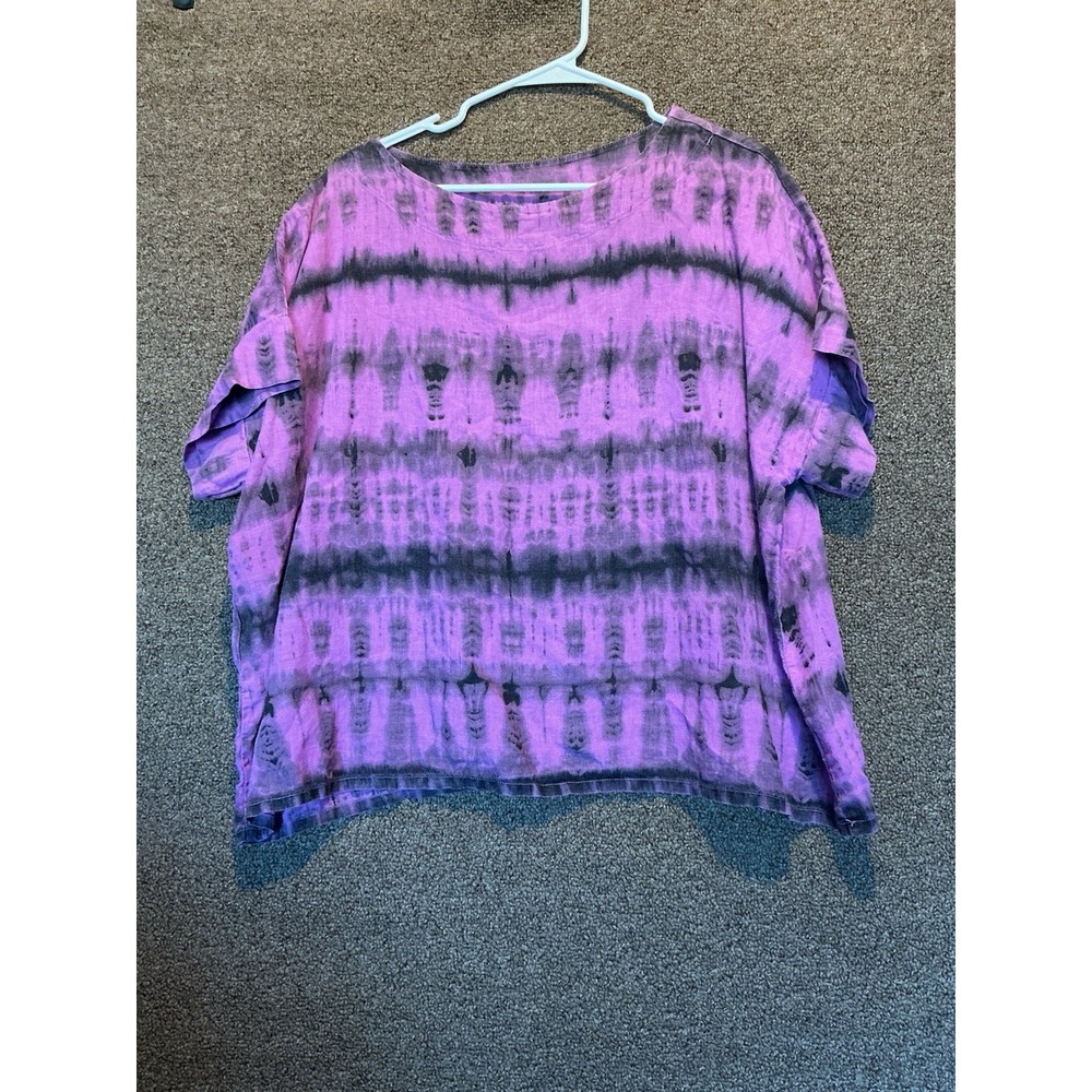 Bryn Walker  Purple/black Tie Died‎ Top M USA MADE 70's Retro Hippie Boho